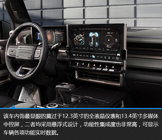 　　 　　相比于外观,hummer ev suv的内饰