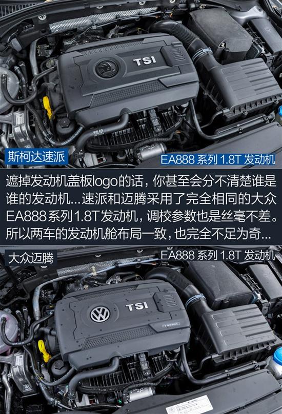 速派和迈腾采用了同样的发动机,同样的变速器,同样的底盘结构,甚至连