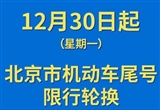 12月30日起北京市機(jī)動車限行尾號將輪換