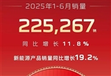 红旗上半年累计销量225267辆 同比增长11.8%