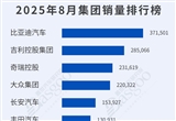 自主集体发力 2025年8月乘用车集团销量榜